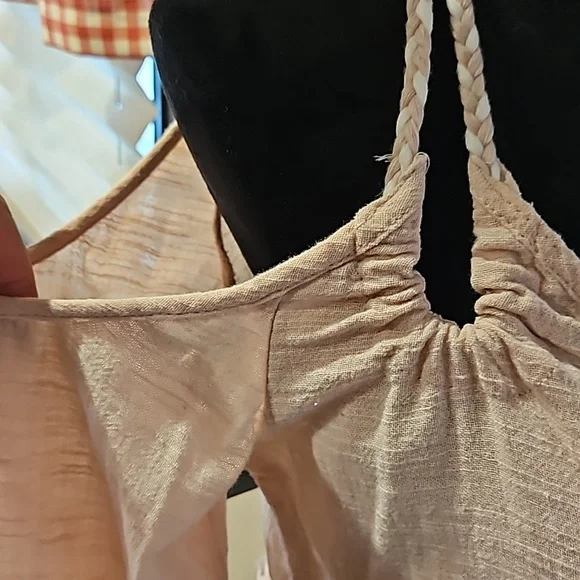 NWOT "JESSICA SIMPSON" MUSLIN OPEN SHOULDER PLUNGE NECK & BRAIDED BACK LINE SZ-M - Picture 3 of 8